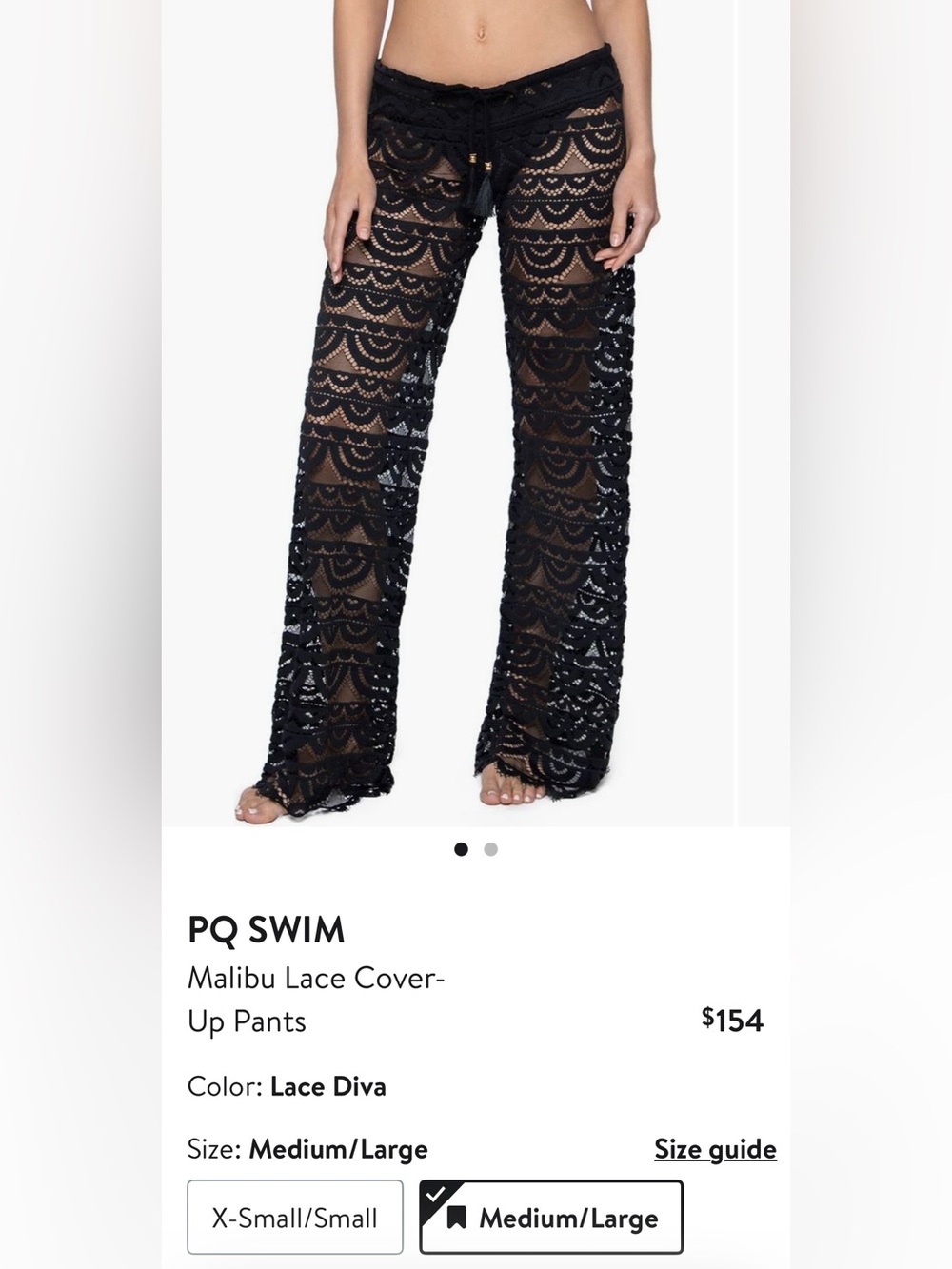 PQ Swim Diva Malibu Black Lace Sheer Pants